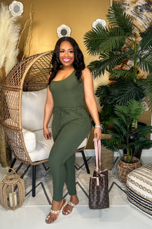  Aria Butter Soft Ribbed Jumpsuit | Olive