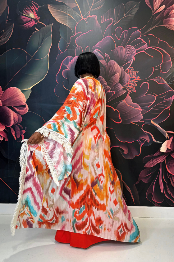 Joyful Noise Maxi Kimono | Orange Multi