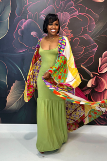  Harvest Song Maxi Kimono | Yellow Multi