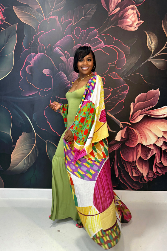Harvest Song Maxi Kimono | Yellow Multi