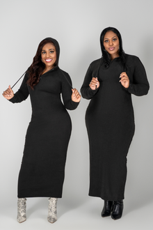  Adorn Original | Cozy Embrace Hoodie Dress | Black