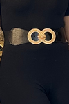 Double Circle Linked Buckle Elastic Belt | Black