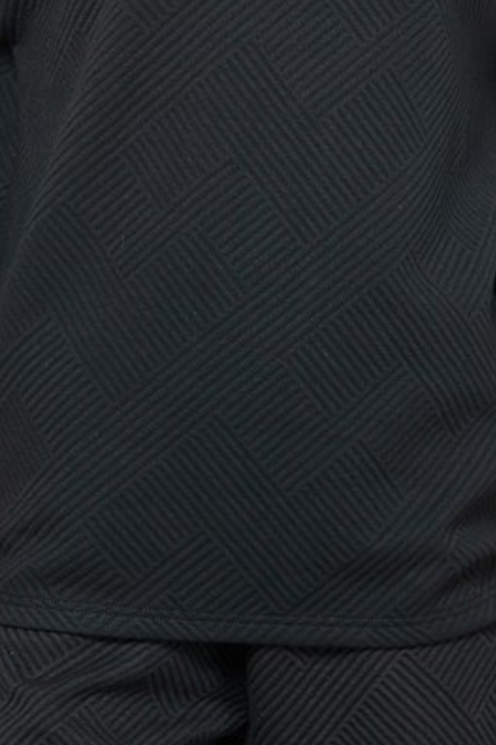 LeisureLuxe Textured Jogger Set | Black