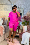 Olivia Biker Short Set | Neon Hot Pink