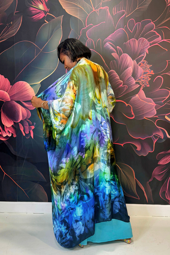 Deep Waters Maxi Kimono | Blue Green Multi