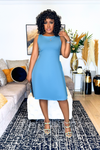 Amara Sleeveless Fit and Flare Dress | Slate Blue
