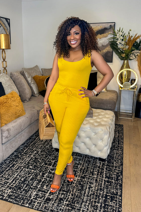 Aria Butter Soft Ribbed Jumpsuit  | Sunshine