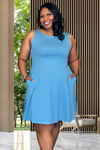 Amara Sleeveless Fit and Flare Dress | Slate Blue