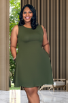 Amara Sleeveless Fit and Flare Dress | Olive