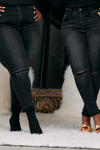 Dream Denim High Waisted Ripped Knee Skinny Jeans | Black Wash | S-3X